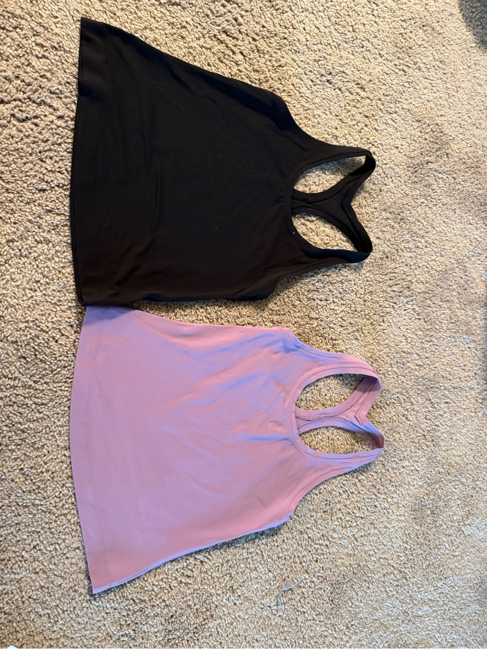 lululemon athletica Black and Lavender Racerback Tank Tops